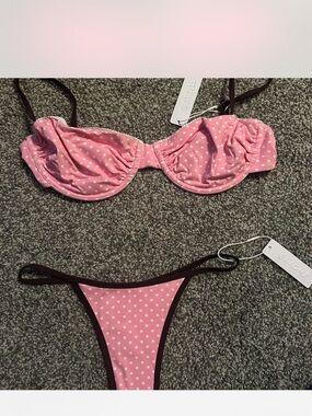Brightswim wear Pink Polka Dot Underwire Bikini Set